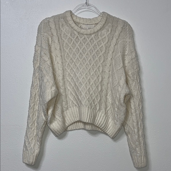 Pink Rose Sweaters - Pink Rose Textured Knit Sweater in Cream